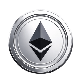 Koin kripto Ethereum ETH yang melayang sebagai elemen grafis